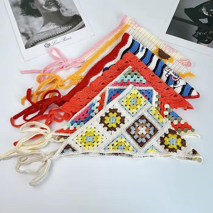 Nouveau foulard triangulaire rétro pastoral français pour femme