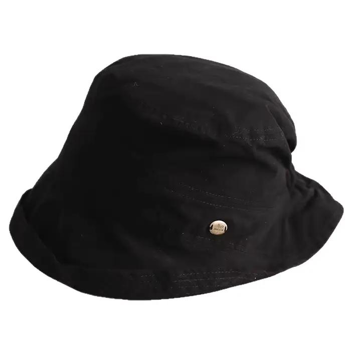 Chapeau de pêcheur à la mode de style coréen pour femmes, chapeau de protection solaire à large bord pour le printemps et l'été, casquette en coton rétro de style Hong Kong
