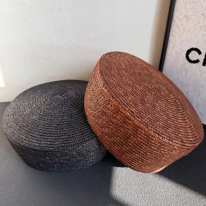 Chapeau bibi rétro français en paille pour plage et mariages unisexe élégant accessoire de mode occassions spéciales style sport finition noire