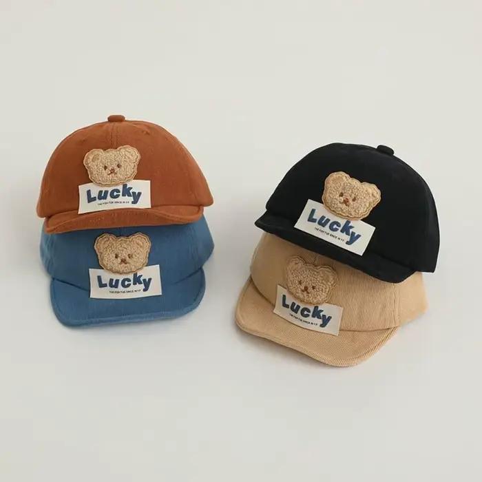 Casquette de baseball décontractée pour bébé unie style coréen ours chapeau à visière seau chapeau de soleil pour nourrissons enfants occassions spéciales