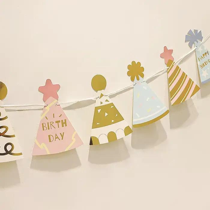 Banderoles de chapeau d'anniversaire pour réception-cadeau pour bébé