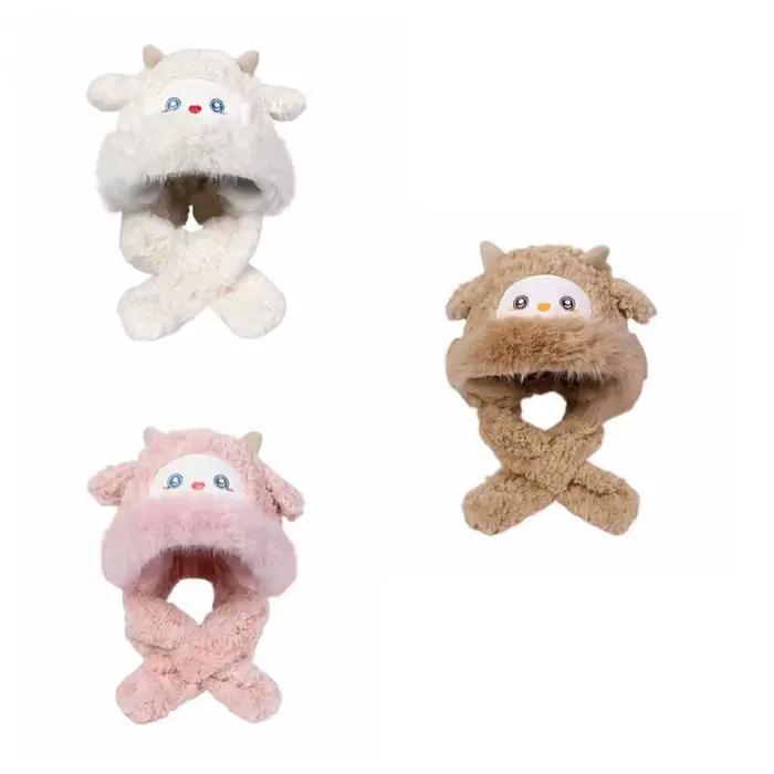 Mignon chaud petit mouton en peluche chapeau dessin animé épaissi oreille Protection