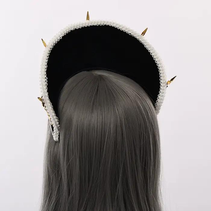 Tudor chapeau couronne bandeau fait à la main Style palais Lolita casque rétro magnifique croix cheveux ornement