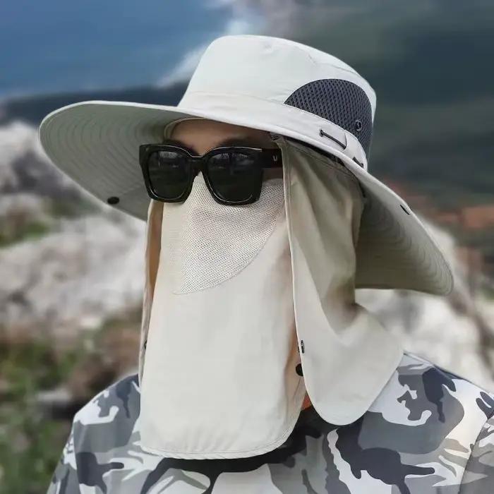 Nouveau Chapeau de Pêche Intégral Anti-UV avec Masque Intégré