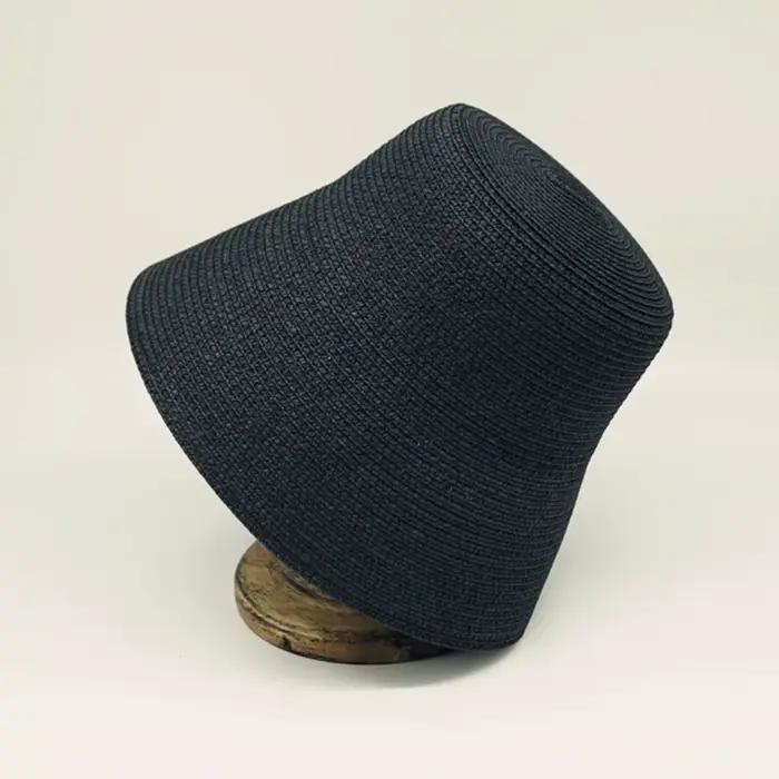Chapeau de soleil uni tissé style rétro français pour femmes, bord large, protection solaire UPF 50+, ajustement parfait, occasions estivales et printanières