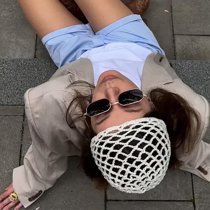 Chapeau en coton ajouré crocheté à la main pour femme, multifonction, léger et respirant, idéal pour l'été, usage quotidien décontracté, voyages en extérieur