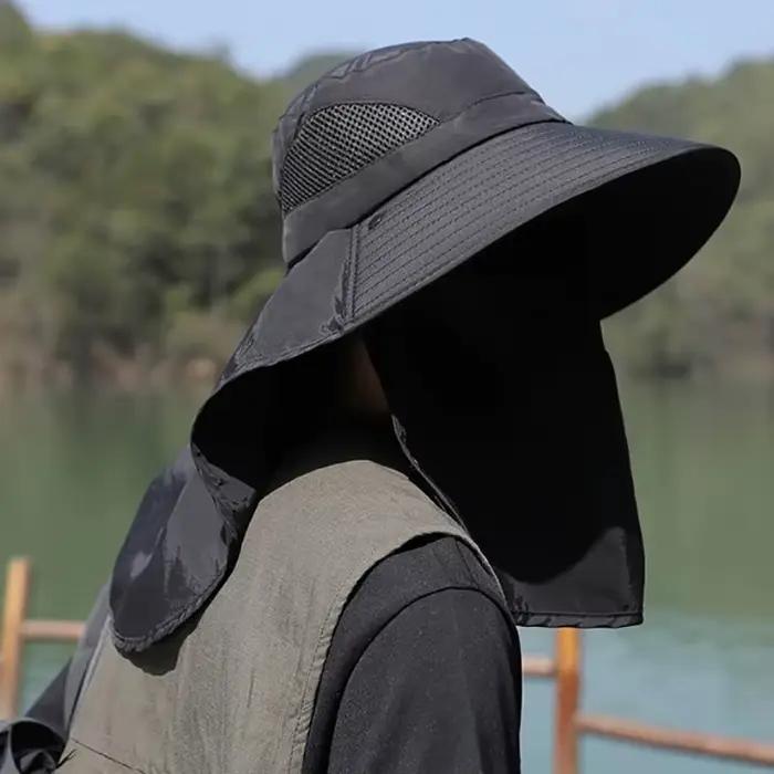 Chapeau de pêcheur protection UV chapeau de soleil pour hommes et femmes voyage en plein air chapeau de protection du visage polyestère été extérieur style élégant occasions spéciales