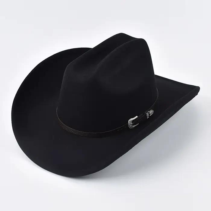 Chapeau de Cowboy occidental unisexe avec cuir