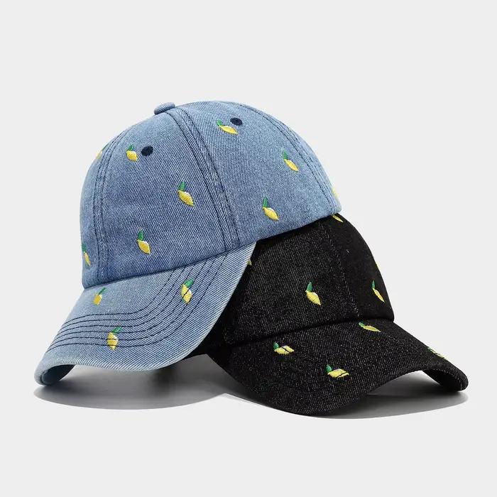 Casquette de Baseball en Denim bleu citron pour hommes et femmes