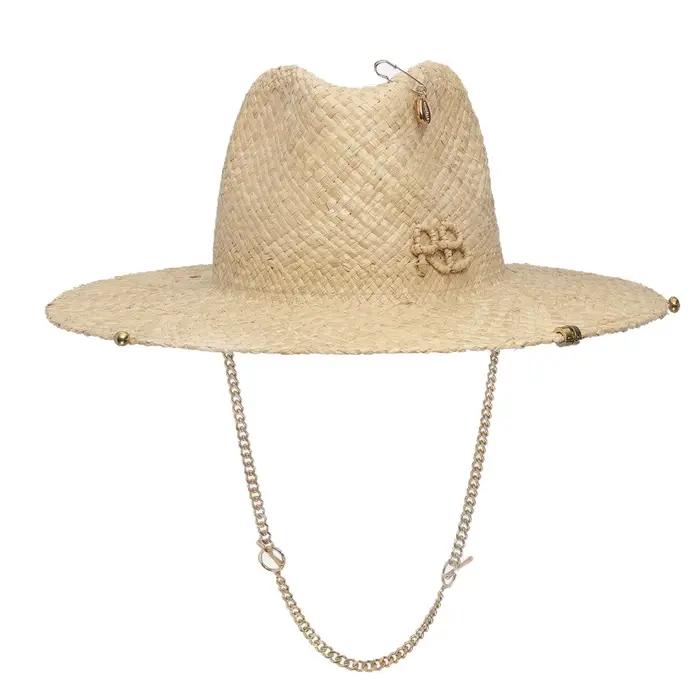 Chapeau Fedora de protection solaire en raphia RB