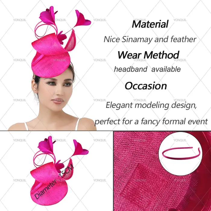 Belle Sinamay haute qualité femmes Fascinator chapeau bandeau arc casque de mariage avec pince à cheveux Cridal fête
