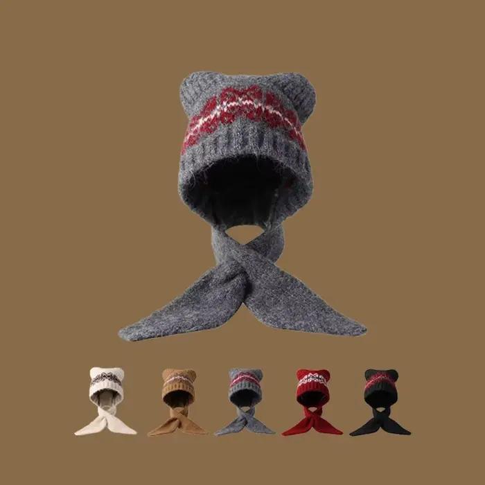 Chapeau tricoté en Jacquard de Style Fair Isle rétro