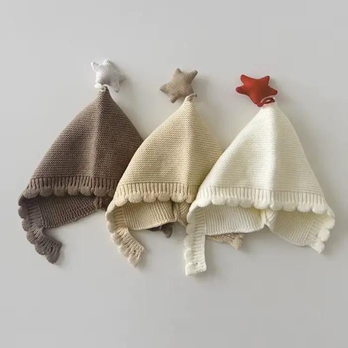 Automne hiver bébé laine chapeau nouvelle étoile tricoté chaud mignon oreille protection