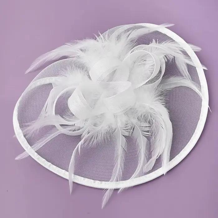 Chapeau Fascinator Élégant Vintage Femme Orné de Fleurs Plumes Fêtes Thé Kentucky Derby Occasions Spéciales
