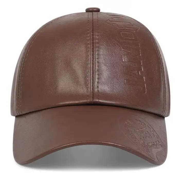 Casquette de baseball réglable en cuir PU pour homme