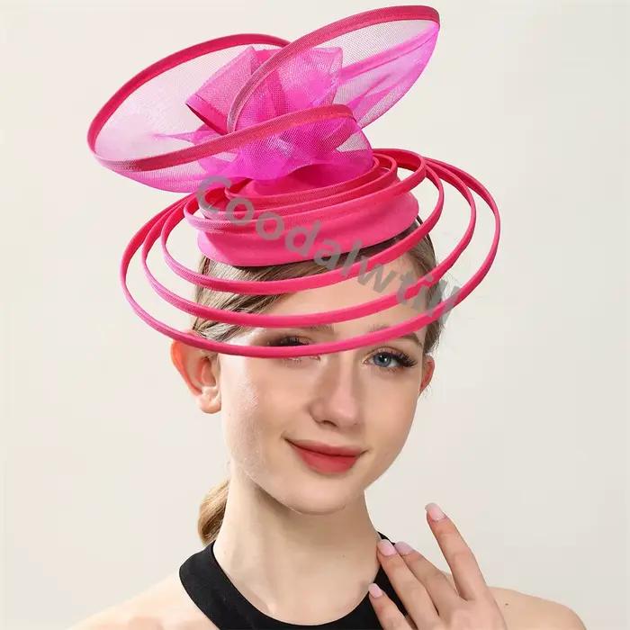 Élégant église fête Fascinator chapeau bandeau femmes dames Derby mariage casque maille chapellerie casquette pince à cheveux Royal Ascot chapeaux