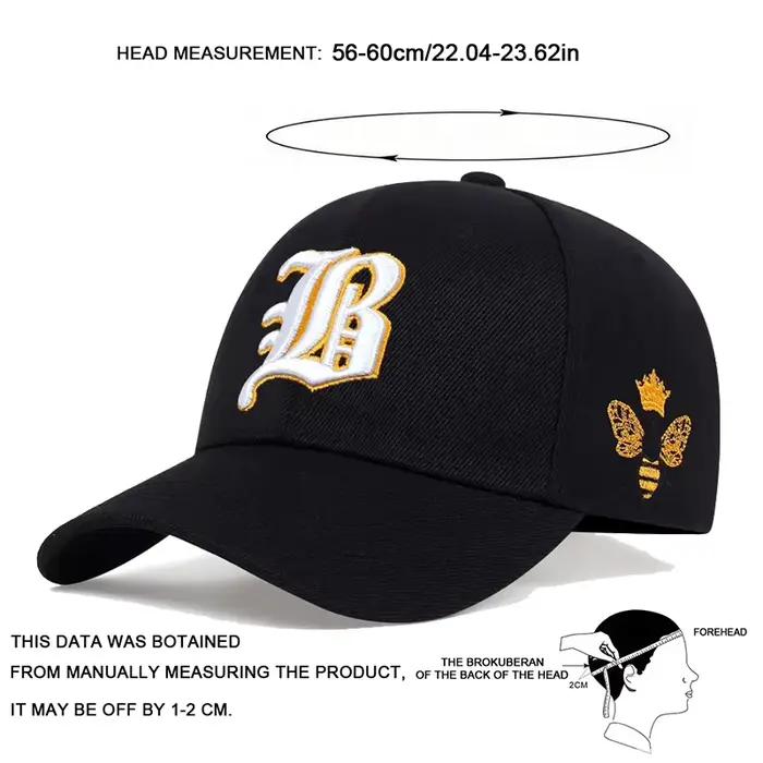 Casquettes de Baseball unisexes avec lettres gothiques brodées d'abeille latérales