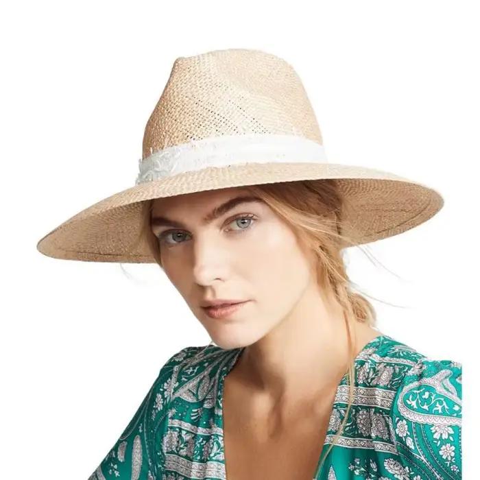 Chapeau de soleil en paille à large bord pour femme