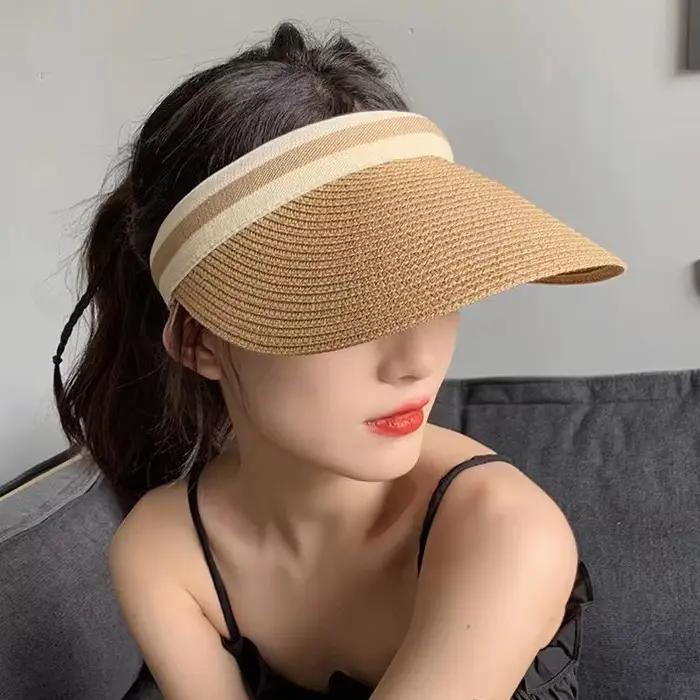 Chapeau de paille à bord ouvert en raphia pour femme