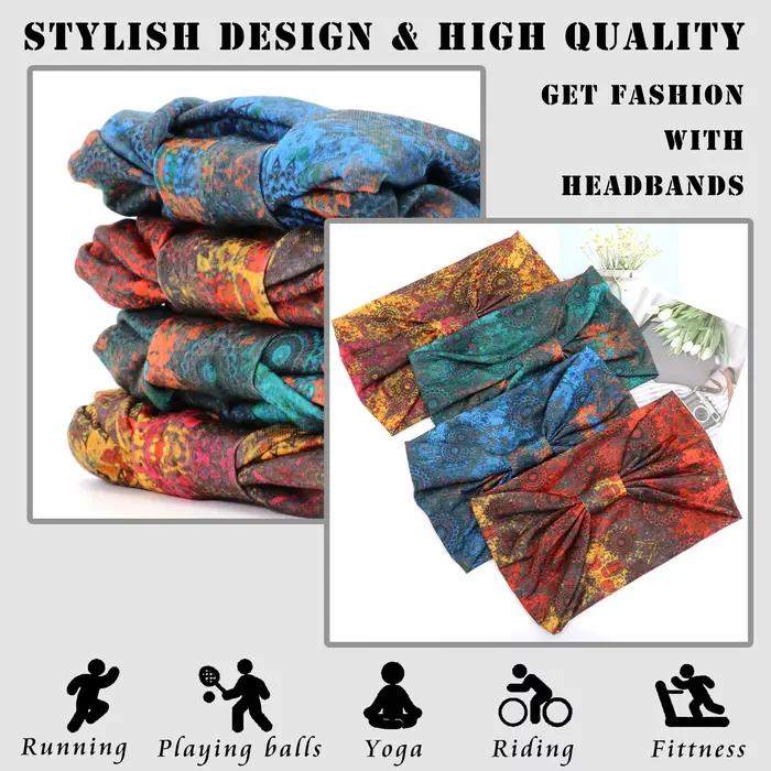 Boho bandeaux pour femmes noué large bandeau Turban Yoga entraînement