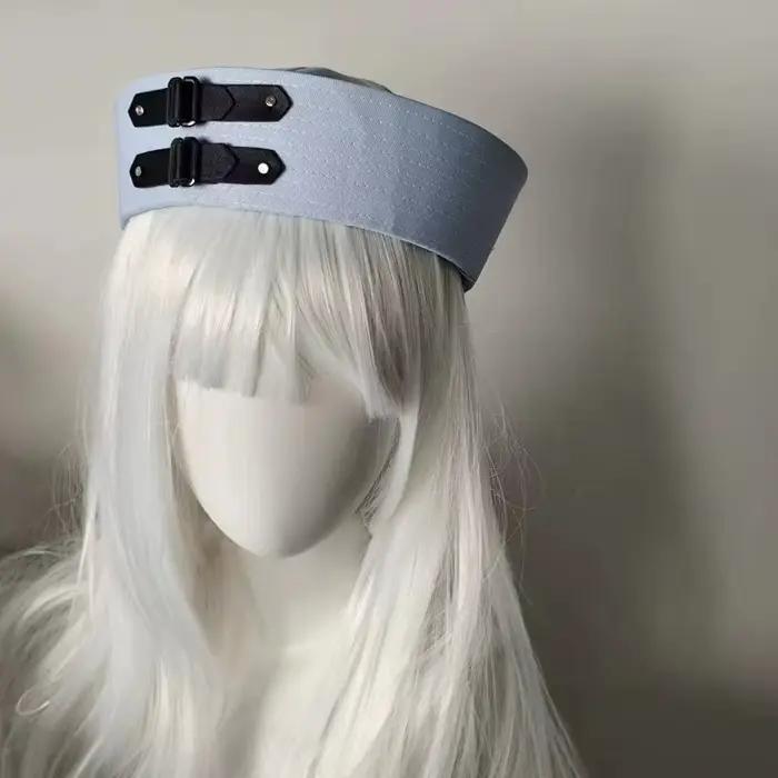Chapeau de marin noir en cuir avec boucle