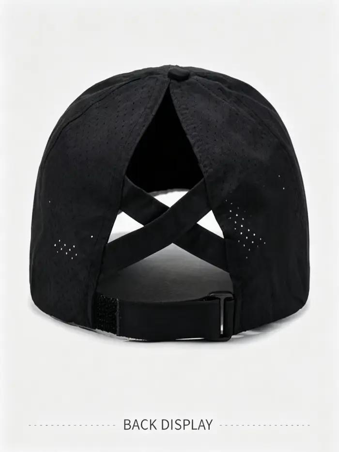 Casquette de baseball pour femme à séchage rapide avec ouverture croisée pour queue de cheval