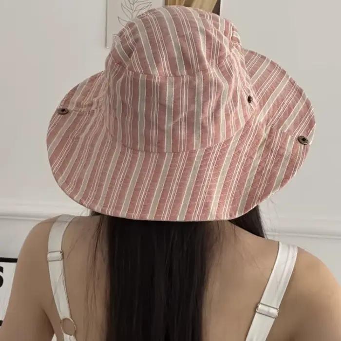 Chapeau de seau japonais rayé sport polyester pour hommes et femmes décontraction printemps été activités plein air camping randonnée