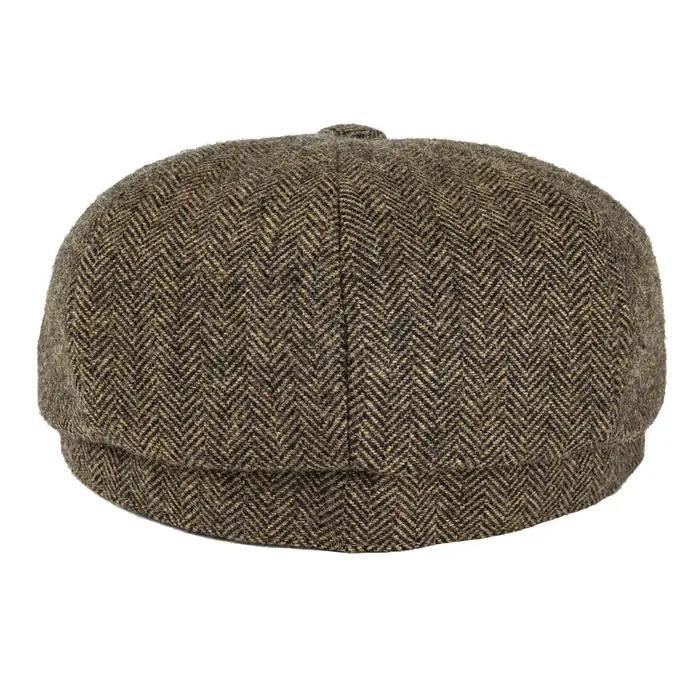 BOTVELA laine Tweed casquette gavroche à chevrons hommes britannique Gatsby rétro chapeau pilote