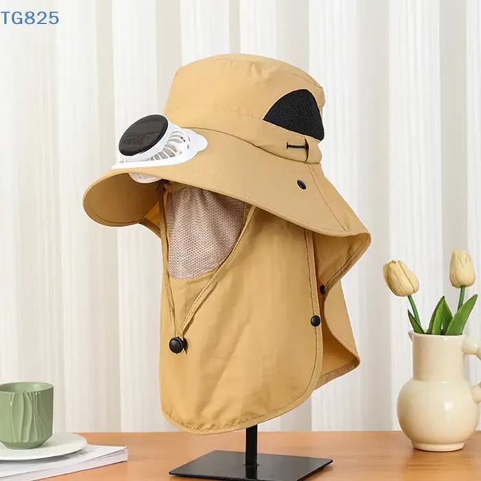 Chapeau de pêche pour homme avec panneau solaire