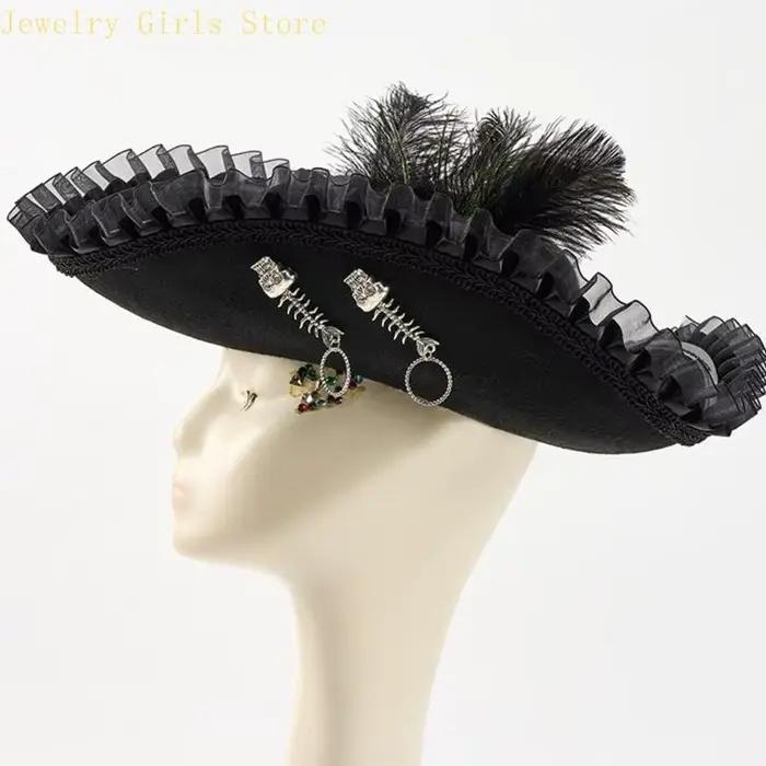 E56f Pirate Hat pour adultes laine en détresse