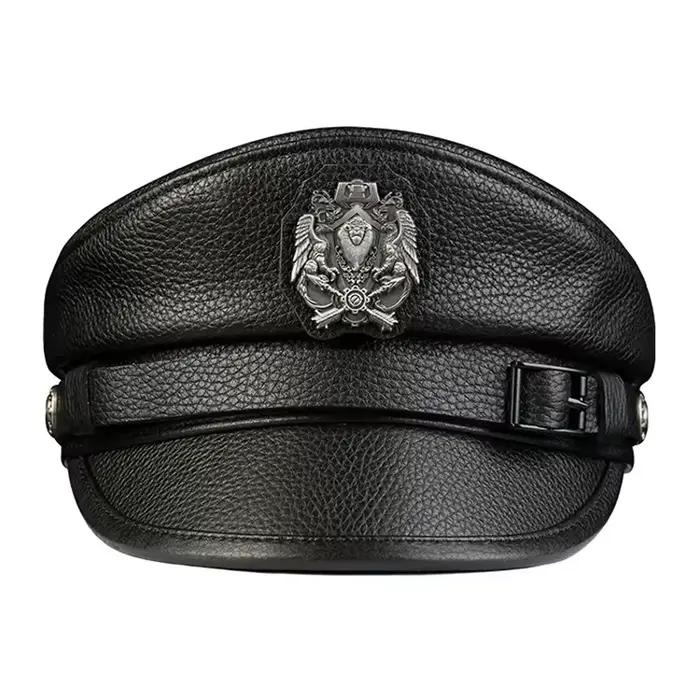 Casquettes de marin de capitaine en cuir pour hommes