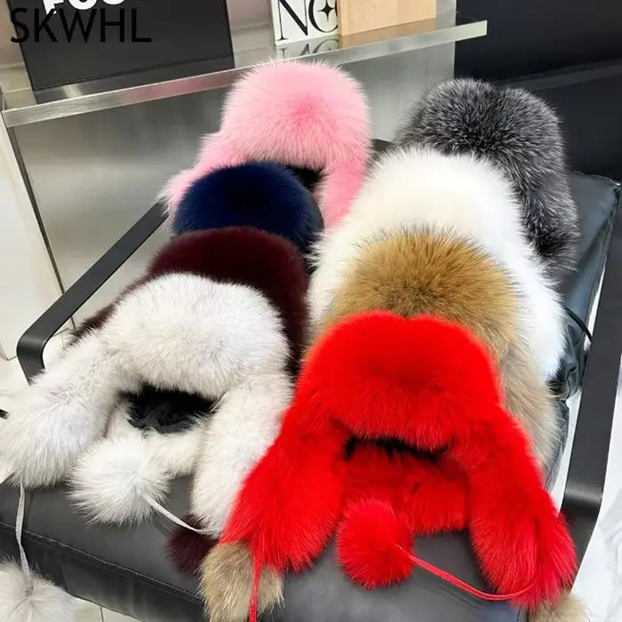 2026 100% véritable fourrure de renard chapeaux femmes russe Ushanka aviateur trappeur neige ski chapeau casquettes