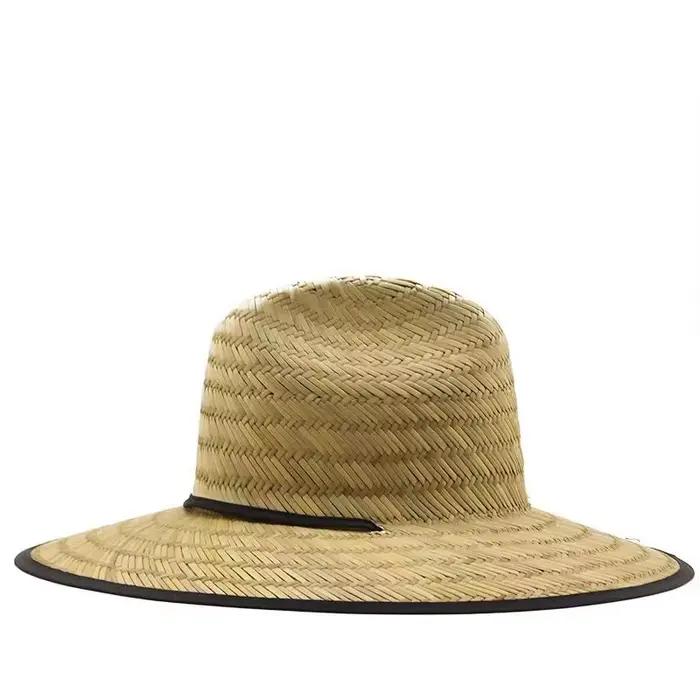 Chapeau de sauveteur unisexe à large bord en paille naturelle