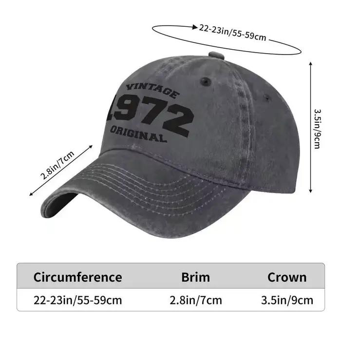 Casquette de baseball unisexe délavée à imprimé numérique vintage 1972