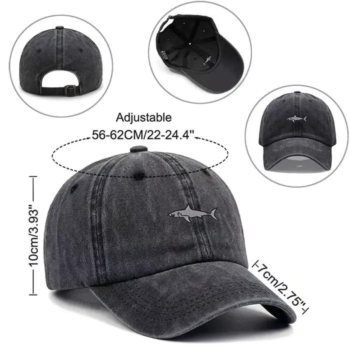 Casquette de baseball brodée requin pour hommes et femmes