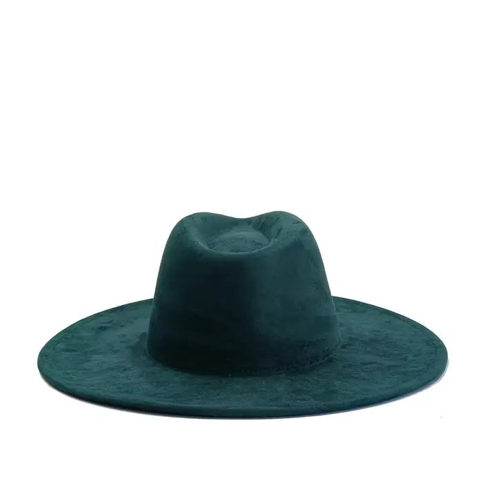 Chapeau en daim sarcelle à large bord 34 couleurs