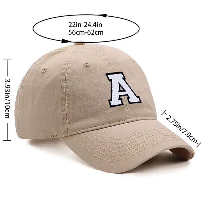 Casquette de baseball kaki brodée avec initiales A-Z pour femmes et hommes