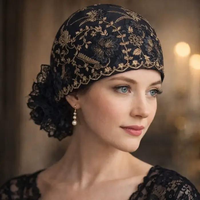 Nouveau Bonnet Brodé de Fleurs Respirant Couvrant Entièrement la Tête