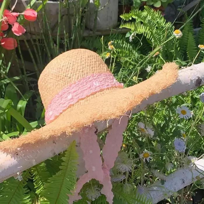 Chapeaux de soleil français vintage en raphia pour femmes