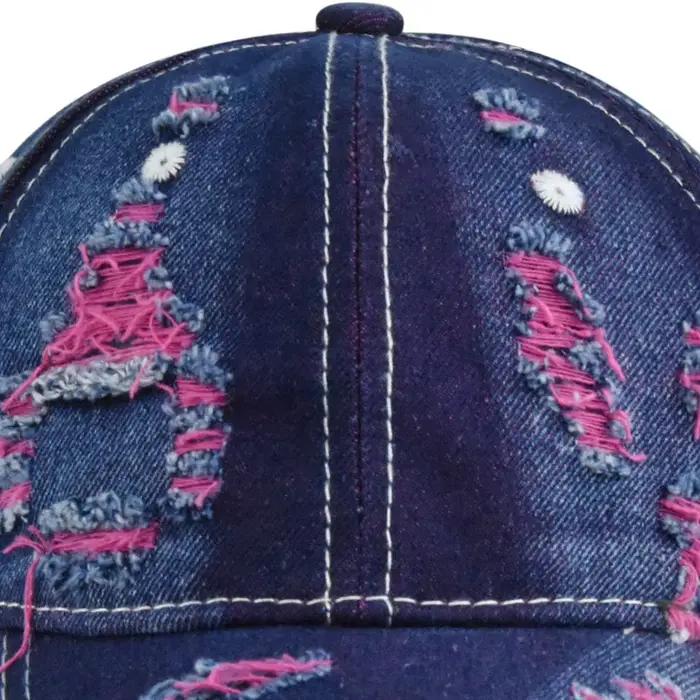 Chapeau de Baseball délavé en Denim rétro en détresse
