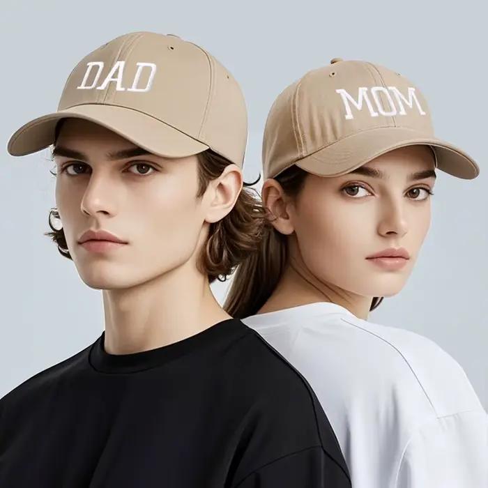 Casquette de Baseball en coton pur brodée DAD MOM pour hommes et femmes