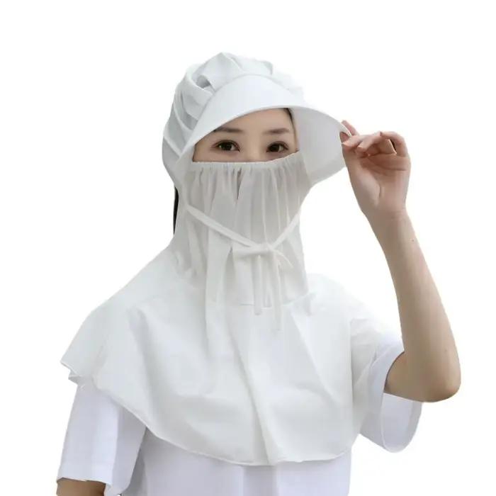 Chapeau de soleil anti-UV avec masque et protection de cou intégrée