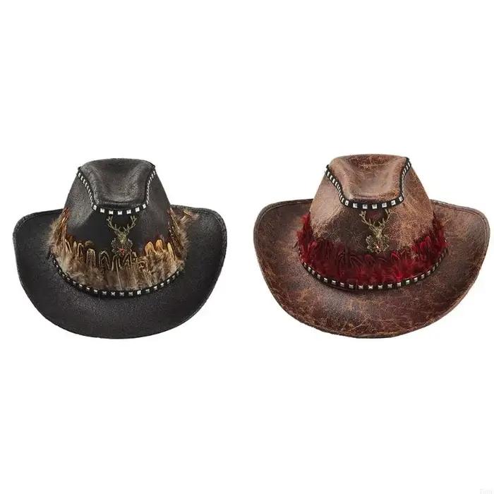 Chapeau gothique élégant décoré plumes