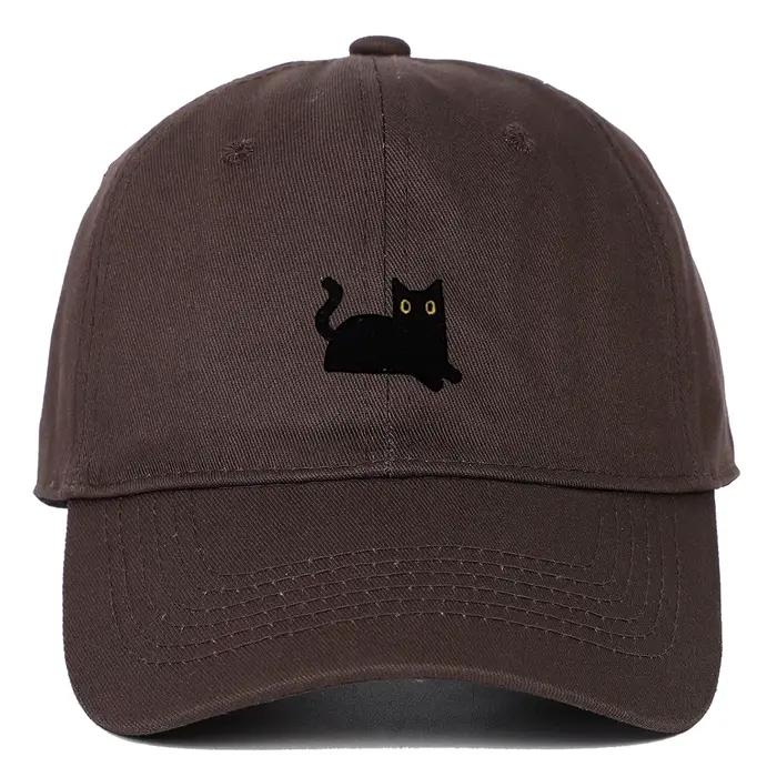 Casquette de baseball brodée de chat noir multifonctionnelle en acrylique pour homme et femme adaptée aux quatre saisons occasions extérieures nouvelle collection 2025