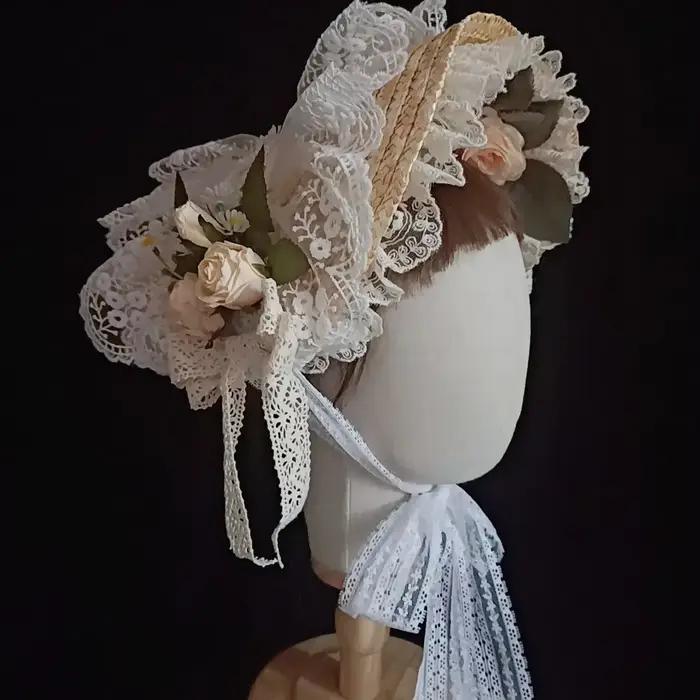 Lolita – chapeau de paille en dentelle pour filles