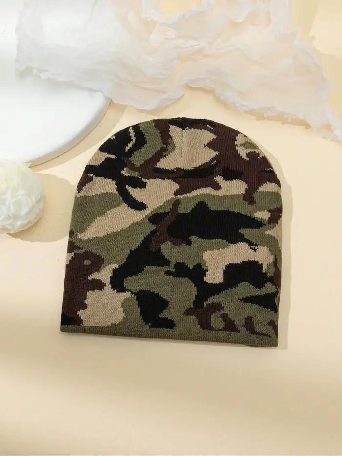 Chapeau tricoté de Camouflage couleur bloquée automne et hiver nouveau chaud Hip Hop multi fonctionnel mode de rue en