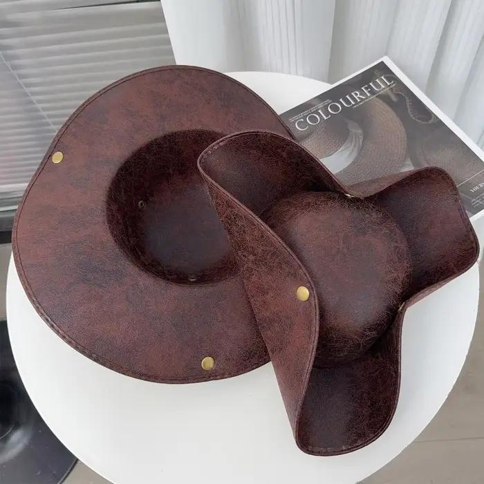 Chapeau de pirate cosmopolite en cuir pour femmes, chapeau de protection solaire avec style audacieux pour cosplay et occasions spéciales