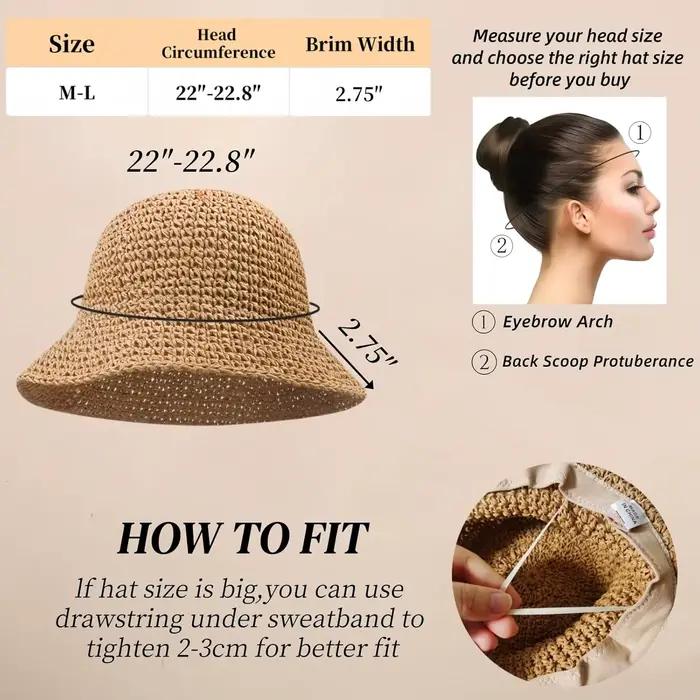 Chapeaux de paille de plage pliables pour femmes