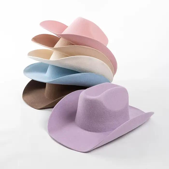 Chapeau en denim de feutre de laine à la mode et décontracté avec bords surélevés