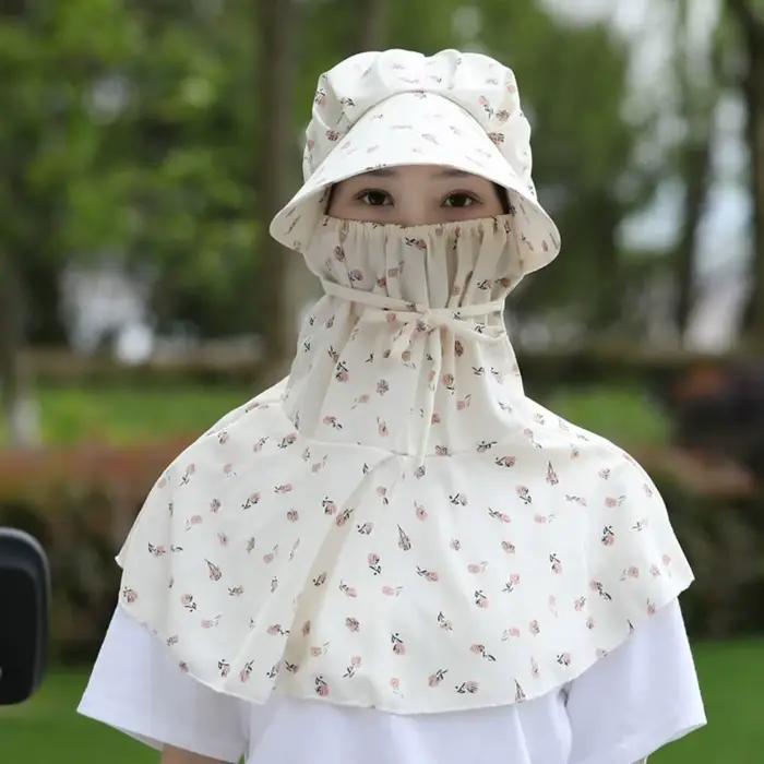 Chapeau de soleil anti-UV avec masque et protection de cou intégrée